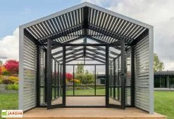 Stali Serre De Jardin En Bois Et Verre Trempé Avec Panneaux Occultants – Lilas -Jardinage Soldes avancee serre jardin bois stali design 04