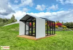 Stali Serre De Jardin En Bois Et Verre Trempé Avec Panneaux Occultants – Mimosas -Jardinage Soldes avancee serre jardin verre bois stali 1