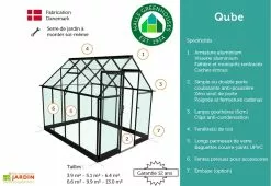 Halls Serre De Jardin En Aluminium Et Verre Trempé Qube 68 Noir 5,1 M² -Jardinage Soldes avantage serre jardin aluminium verre qube halls 1