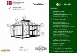 Jardin D’Hiver Verre Trempé Alu Anthracite 13 M² – Juliana Grand Oase -Jardinage Soldes avantages serre jardin alu verre grand oase juliana