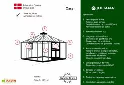 Jardin D’Hiver En Verre Trempé Alu Anthracite 13,5 M² – Juliana Oase -Jardinage Soldes avantages serre jardin alu verre oase juliana