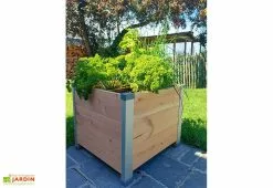 Mon Petit Potager Bac à Fleurs En Bois Douglas Non Traité Et Aluminium - Design -Jardinage Soldes bac a fleurs bois aluminium design
