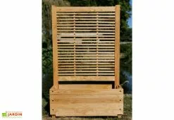 Jardi-Bois Bac à Fleurs Avec Treillis En Bois De Châtaignier Lasuré – Persienne
