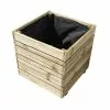 Jardipolys Grand Bac à Fleurs Carré En Bois Traité Oslo - 108 Litres -Jardinage Soldes bac a fleurs carre en bois de pin 1