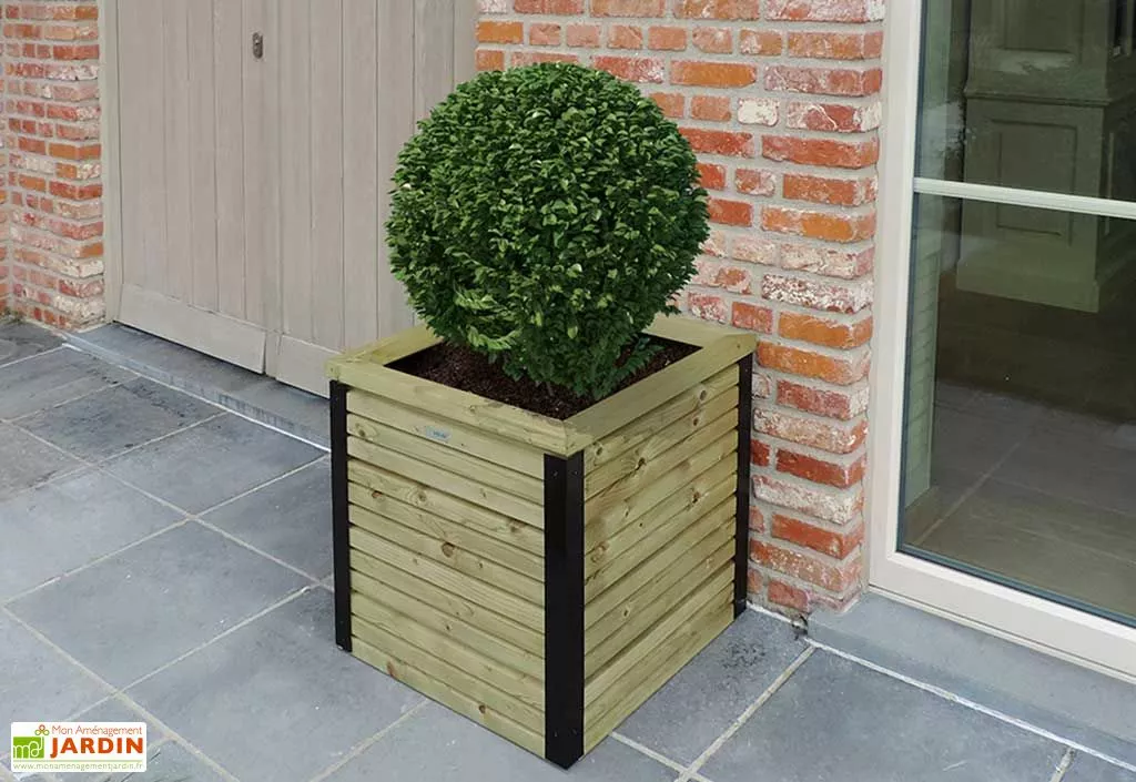 Solid Bac à Fleurs En Bois De Pin Traité 50 X 50 Cm 3 Solid Bac à Fleurs En Bois De Pin Traité 50 X 50 Cm