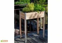 Mon Petit Potager Bac Potager Sur Pied En Bois Douglas Et Aluminium 65 X 35 X 80 Cm