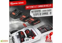 Elem Garden Tondeuse à Gazon Électrique Sans Fil + 2 Batteries 20V -Jardinage Soldes batterie tondeuse sans fil 40v elem garden tde40v37 li2bf