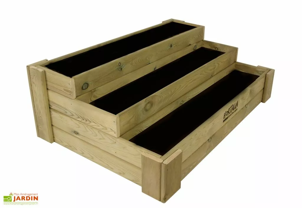 Hortalia Carré Potager 3 étages En Bois De Pin Traité - 120 X 80 X 40 Cm 4 Hortalia Carré Potager 3 étages En Bois De Pin Traité - 120 X 80 X 40 Cm – Image 2