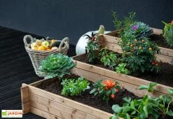 Ekju Carré Potager 3 étages En Bois Autoclave Brun – 120 X 120 X 40 Cm -Jardinage Soldes carre potager autoclave bois