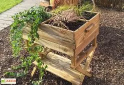 Solid Carré Potager En Bois Autoclave Sur Pieds Réglable 80 X 60 Cm -Jardinage Soldes carre potager bois autoclave pieds reglables 80x60cm 1