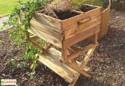 Solid Carré Potager En Bois Autoclave Sur Pieds Réglable 80 X 60 Cm -Jardinage Soldes carre potager bois autoclave pieds reglables 80x60cm 2