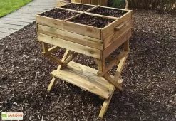 Solid Carré Potager En Bois Autoclave Sur Pieds Réglable 80 X 60 Cm