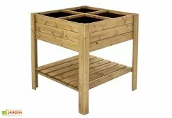 Ekju Carré Potager En Bois Autoclave Sur Pieds 80 X 80 Cm H. 88 Cm - Rezekne