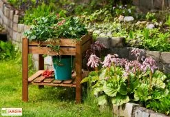 Ekju Carré Potager Sur Pieds En Bois Autoclave Brun - 75 X 75 X 79 Cm