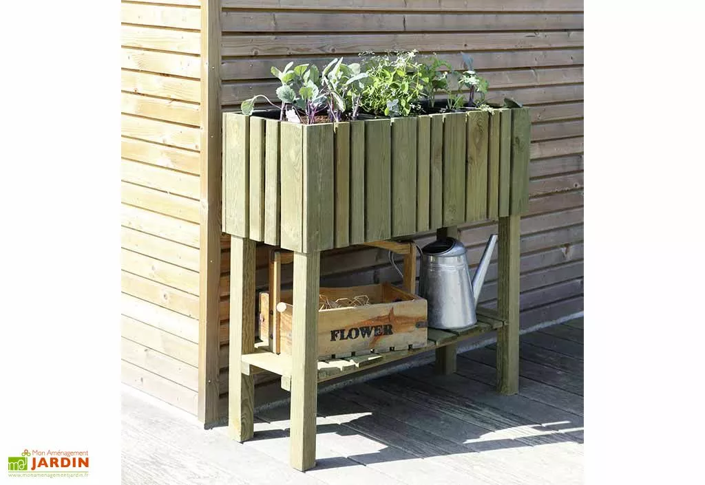 Jardipolys Carré Potager Sur Pieds En Bois De Pin Traité Vertikal 79 X 29 X 79 Cm 4 Jardipolys Carré Potager Sur Pieds En Bois De Pin Traité Vertikal 79 X 29 X 79 Cm – Image 2
