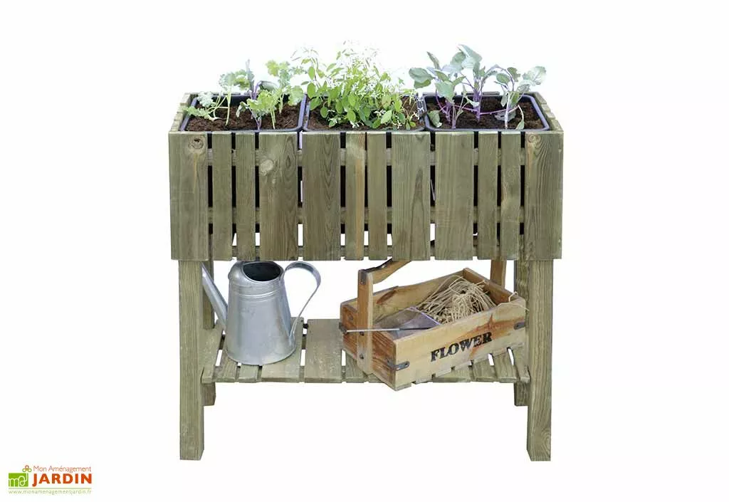 Jardipolys Carré Potager Sur Pieds En Bois De Pin Traité Vertikal 79 X 29 X 79 Cm 3 Jardipolys Carré Potager Sur Pieds En Bois De Pin Traité Vertikal 79 X 29 X 79 Cm