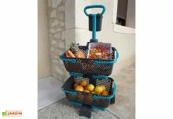 Chariot à Roulettes Pour Paniers De Récolte Kajo 15 L - Kaba -Jardinage Soldes chariot roulettes panier recolte bleu