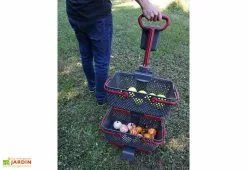 Chariot à Roulettes Pour Paniers De Récolte Kajo 15 L - Kaba -Jardinage Soldes chariot roulettes panier recolte rouge