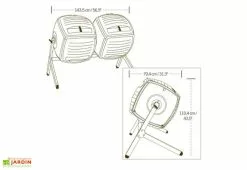 Composteur Rotatif Double 2x189L Polyéthylène Lifetime -Jardinage Soldes composteur polyethylene double lifetime