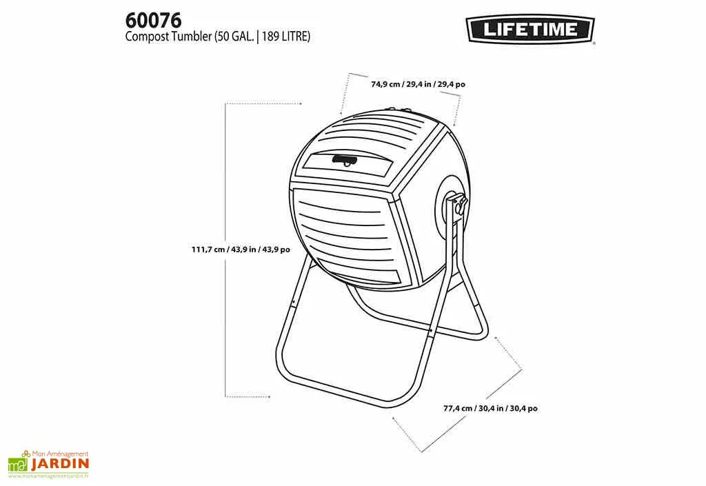Composteur Rotatif 189L En Polyéthylène Lifetime 8 Composteur Rotatif 189L En Polyéthylène Lifetime – Image 6