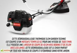 Elem Garden Débroussailleuse Thermique 52 CC + 3 Lames -Jardinage Soldes debrousailleuse thermique 52cc