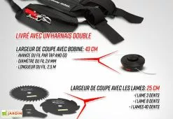 Elem Garden Débroussailleuse Thermique 52 CC + 3 Lames -Jardinage Soldes debrousailleuse thermique lames 25cm bobines 43cm