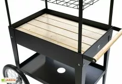 Herstera Garden Potager Sur Pieds Avec Roulettes Et Toit 75 X 65 X 150 Cm – Urban Expert -Jardinage Soldes detail chariot potager jardiniere noir