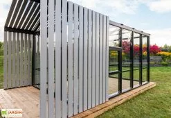 Stali Serre De Jardin En Bois Et Verre Trempé Avec Panneaux Occultants – Mimosas -Jardinage Soldes details serre jardin verre bois stali 1