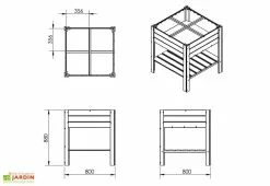 Ekju Carré Potager En Bois Autoclave Sur Pieds 80 X 80 Cm H. 88 Cm - Rezekne -Jardinage Soldes dimensions carre potager bois sureleve ekju 253394