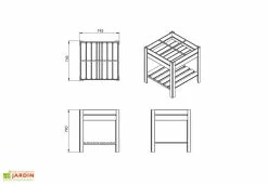 Ekju Carré Potager Sur Pieds En Bois Autoclave Brun - 75 X 75 X 79 Cm -Jardinage Soldes dimensions carre potager bois 1