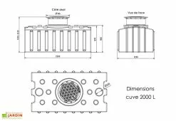 GreenLife Cuve De Récupération D’eau De Pluie Enterrée – 2000 L Plate 10 GreenLife Cuve De Récupération D’eau De Pluie Enterrée – 2000 L Plate -Jardinage Soldes dimensions cuve 2000l greenlife