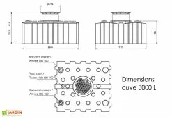 GreenLife Cuve De Récupération D’eau De Pluie Enterrée – 3000 L Plate -Jardinage Soldes dimensions cuve 3000l greenlife