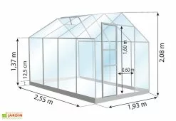 Serre De Jardin En Verre Trempé Lams 4,9 M² - Allium Vert -Jardinage Soldes dimensions serre lams allium 4 90m2 1