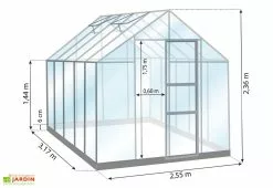 Serre De Jardin En Verre Trempé Lams 8,3 M² - Carvi Vert -Jardinage Soldes dimensions serre lams carvi 8 08m2 1