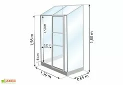 Serre De Jardin Adossée En Verre Lams 0,9 M² - Melissa Alu Naturel -Jardinage Soldes dimensions serre lams melissa 0 90m2