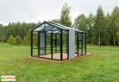 Stali Serre De Jardin En Bois Et Verre Trempé Avec Panneaux Occultants – Hortensia -Jardinage Soldes dos serre jardin bois verre trempe stali
