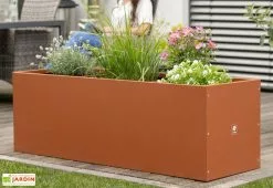 Herstera Garden Jardinière Rectangulaire En Métal Thermolaqué Couleur Rouille