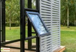 Stali Serre De Jardin En Bois Et Verre Trempé Avec Panneaux Occultants – Lilas -Jardinage Soldes fenetres serre jardin bois stali design 04