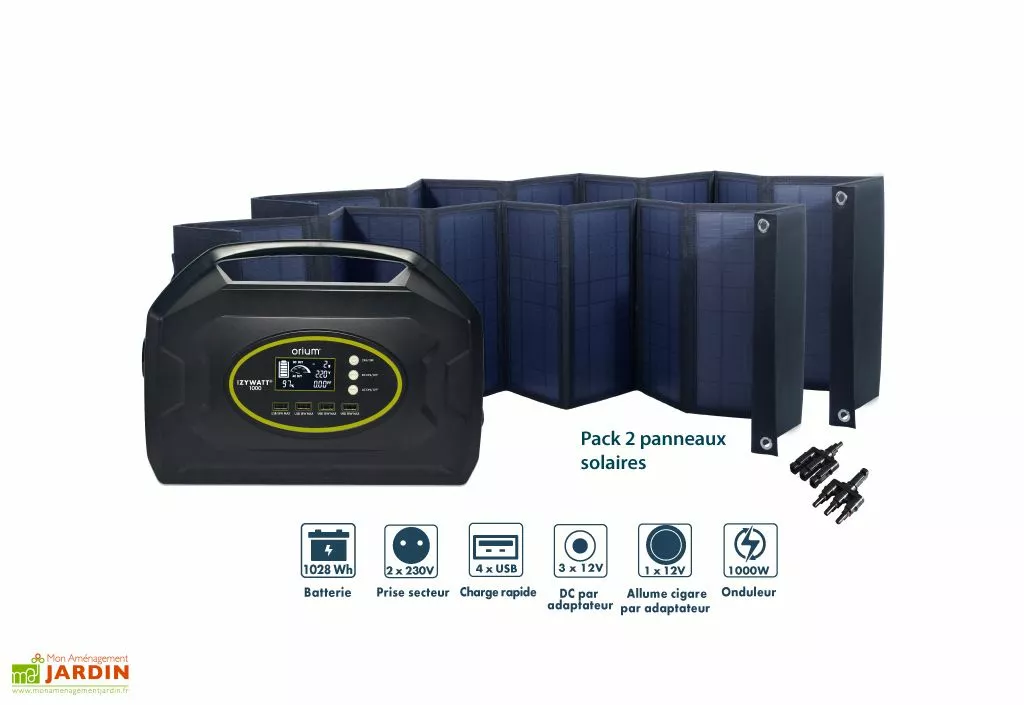Orium Batterie Nomade Solaire Izywatt 1000 + 2 Panneaux Pliants 60 W 4 Orium Batterie Nomade Solaire Izywatt 1000 + 2 Panneaux Pliants 60 W – Image 2