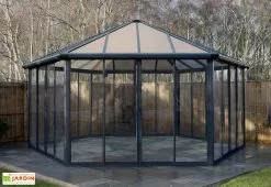 Canopia Jardin D’Hiver GARDA Gris Anthracite 5,95 X 5,17 X 3,32 M -Jardinage Soldes jardin hiver aluminium tonnelle garda palram 19m2 2