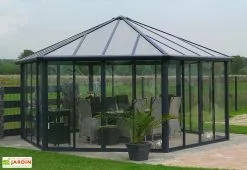 Canopia Jardin D’Hiver GARDA Gris Anthracite 5,95 X 5,17 X 3,32 M -Jardinage Soldes jardin hiver aluminium tonnelle garda palram 19m2 4