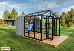 Stali Serre De Jardin En Bois Et Verre Trempé Avec Panneaux Occultants – Jasmin -Jardinage Soldes jardin hiver stali design 05