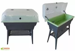 Jardinière Calipso Combi 40L Mini Serre Double Paroi + Réserve D'Eau H80cm -Jardinage Soldes jardiniere calipso combi double paroi mini serre 40l