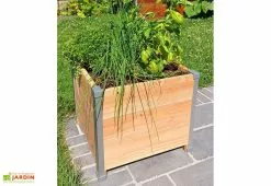 Mon Petit Potager Bac à Fleurs En Bois Douglas Non Traité Et Aluminium - Design -Jardinage Soldes jardiniere en bois aluminium