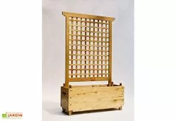 Jardi-Bois Bac à Fleurs Avec Treillis En Bois De Châtaignier Lasuré – Renaissance