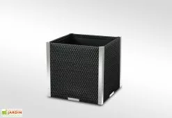 Rattan Art Jardinière En Résine Tressée Cube 46x46x46cm (l,l,h)
