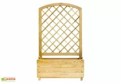Jardi-Bois Bac à Fleurs Avec Treillis En Bois De Châtaignier – Claustra Arrondie