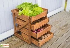 Ekju Légumier En Bois Autoclave Brun 4 Tiroirs - 50 X 54 X 60 Cm -Jardinage Soldes legumes legumier bois