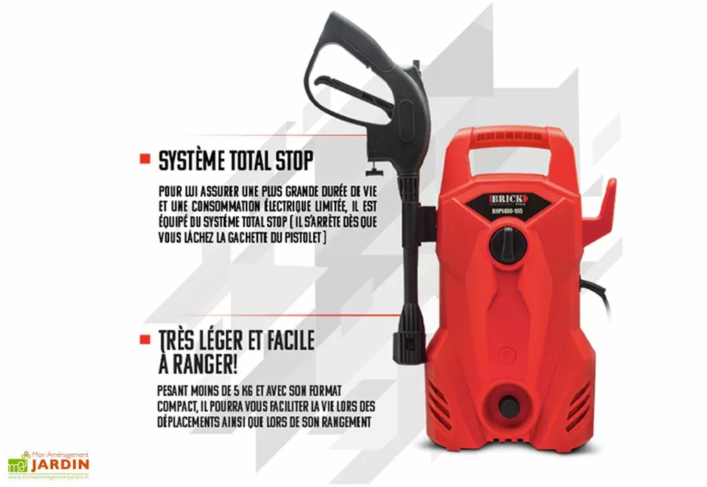 BRICK Nettoyeur Haute Pression électrique – 1400 W 5 BRICK Nettoyeur Haute Pression électrique – 1400 W – Image 3