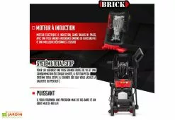 BRICK Nettoyeur Haute Pression à Induction – 2100 W -Jardinage Soldes nettoyeur haute pression electrique puissant 2100w brick